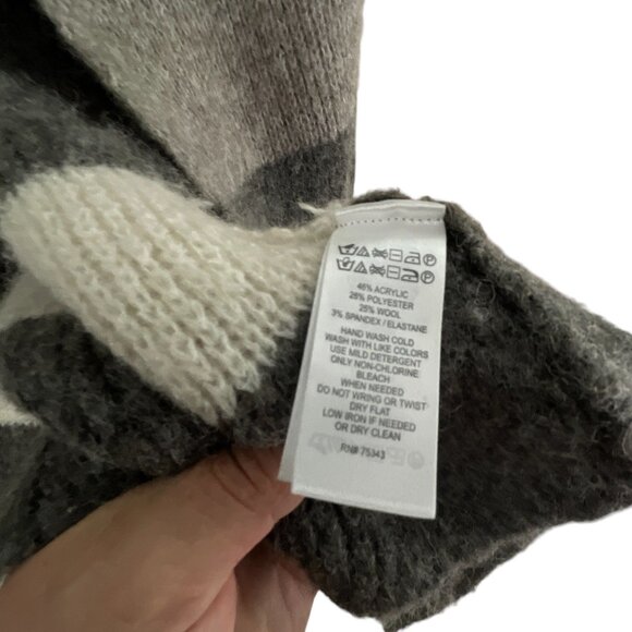 Rachel Zoe Striped Open-Front Cardigan Sz S Gray Wool Blend Oversized Lagenlook - Picture 4 of 9